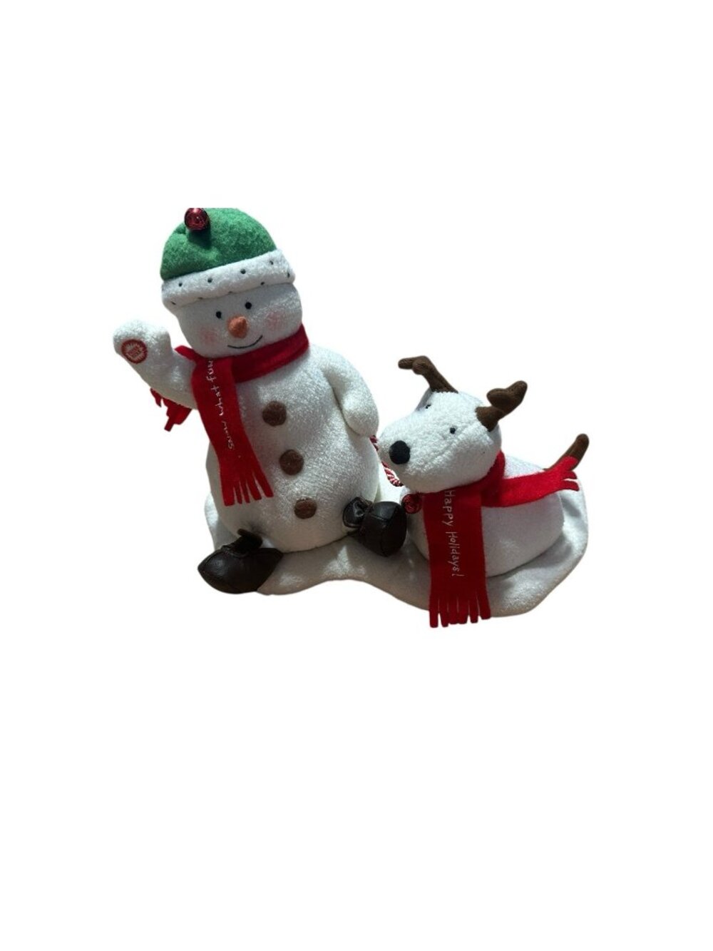 2004 HALLMARK JINGLE PALS "SNOW WHAT FUN" SNOWMAN & DOG ANIMATED-MUSICAL